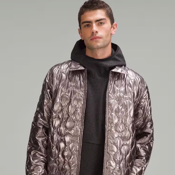 lululemon lab Metallic Quilted Bomber Jacket - Lunar Rock - Men'sSize Large